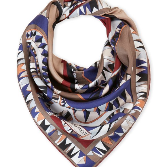 EMILIO PUCCI SCARF MULTI-COLORED PRINT SIGNATURE LOGO SQUARE SCARF 34" - Picture 11 of 12
